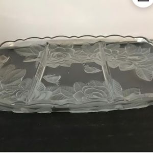 Mikasa Satin Glass Rose Divided Platter/Relish dish